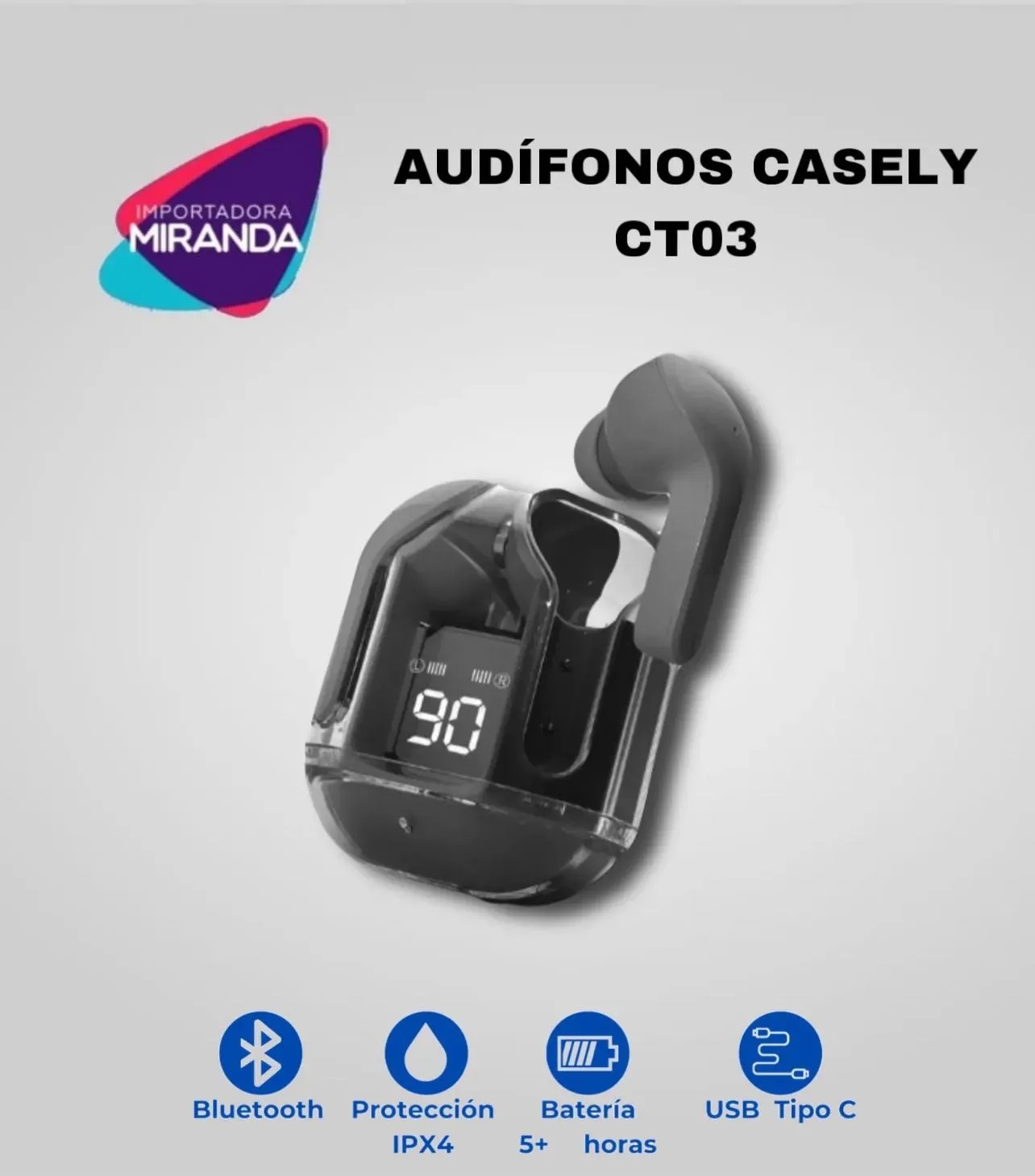 AUDÍFONOS CASELY CT03 (Transparentes caja verde)